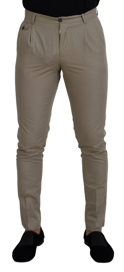 Dolce &amp; Gabbana Beige Slim Fit Herrenhose aus Baumwolle