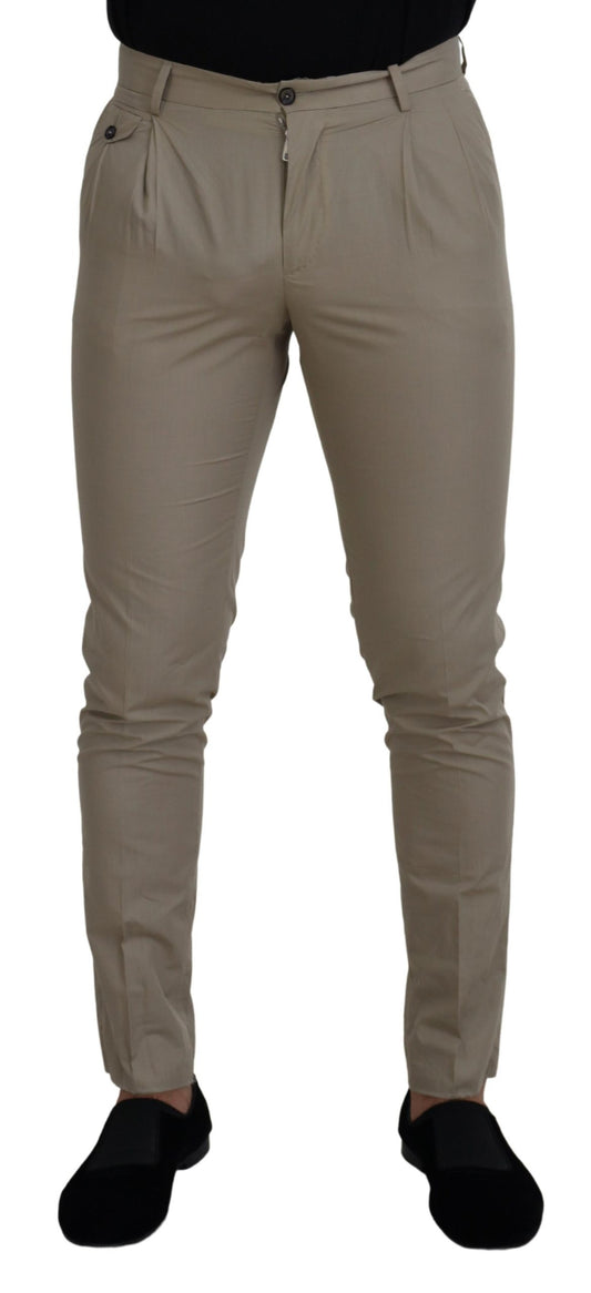 Dolce &amp; Gabbana Beige Slim Fit Herrenhose aus Baumwolle