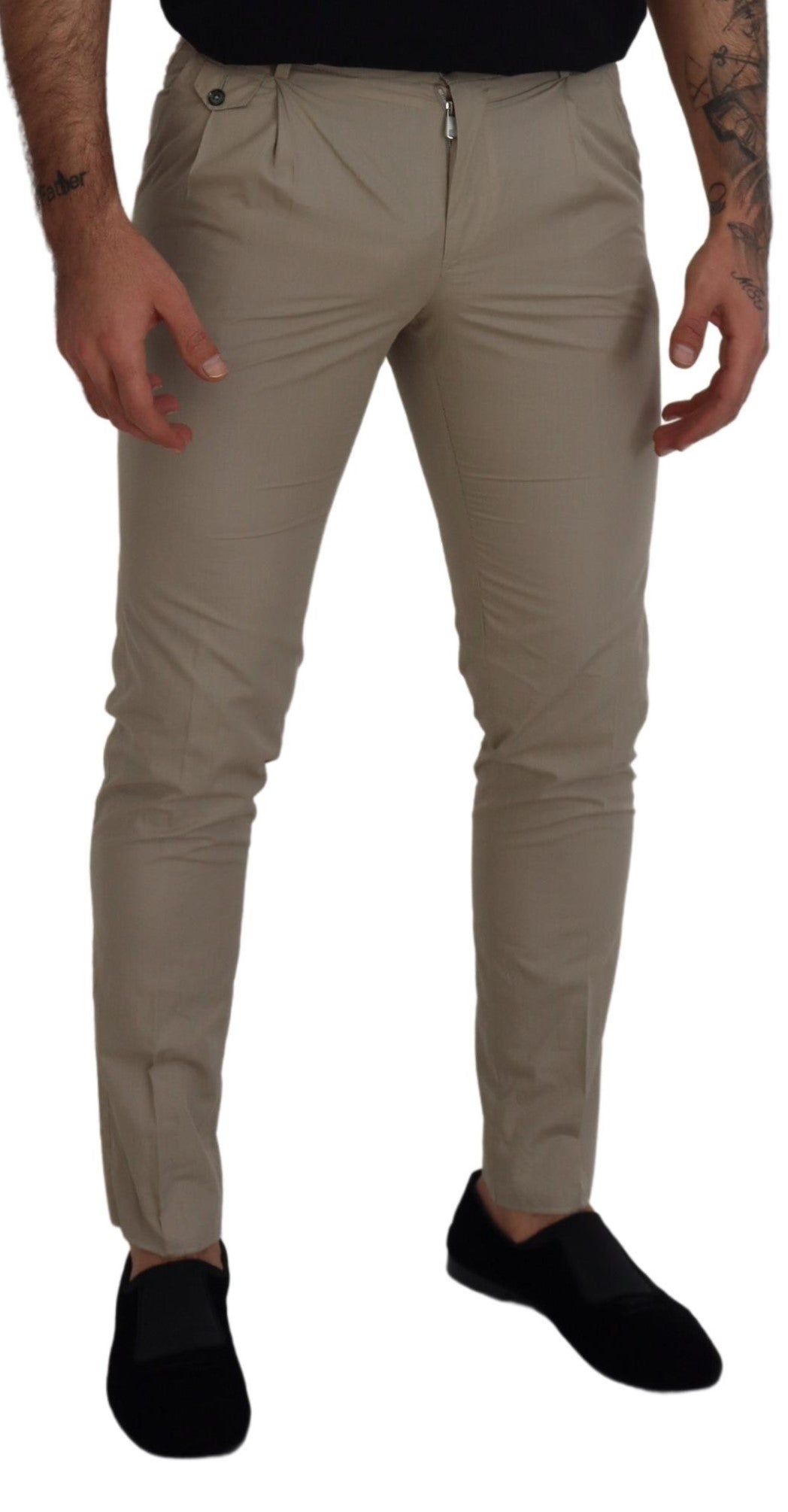 Dolce &amp; Gabbana Beige Slim Fit Herrenhose aus Baumwolle