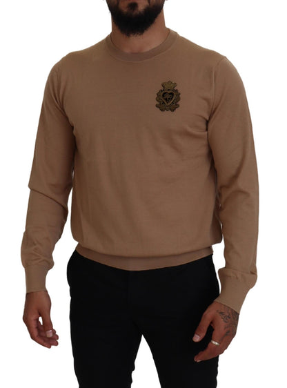 Dolce &amp; Gabbana – Pullover aus Kaschmir mit Kronenlogo in Beige