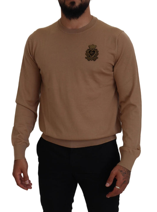 Dolce &amp; Gabbana – Pullover aus Kaschmir mit Kronenlogo in Beige