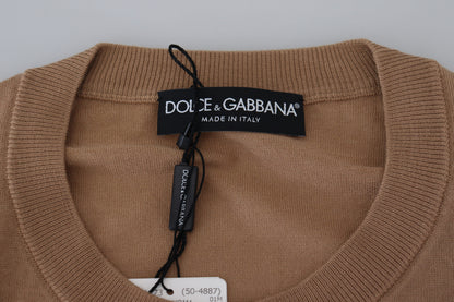 Dolce &amp; Gabbana – Pullover aus Kaschmir mit Kronenlogo in Beige