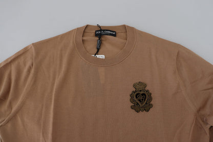 Dolce &amp; Gabbana – Pullover aus Kaschmir mit Kronenlogo in Beige