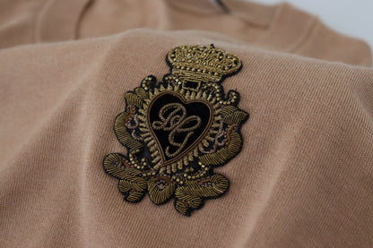 Dolce &amp; Gabbana – Pullover aus Kaschmir mit Kronenlogo in Beige