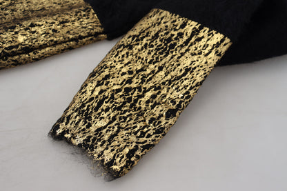 Dolce &amp; Gabbana Schwarz Gold Rollkragenpullover Mohair Pullover Herren Pullover