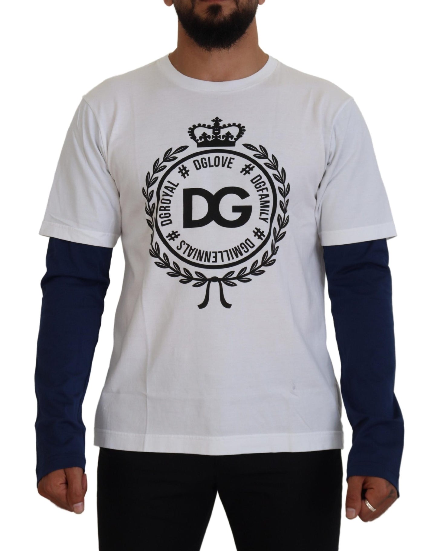 Dolce &amp; Gabbana Weiß Blau DG Crown Pullover Pullover
