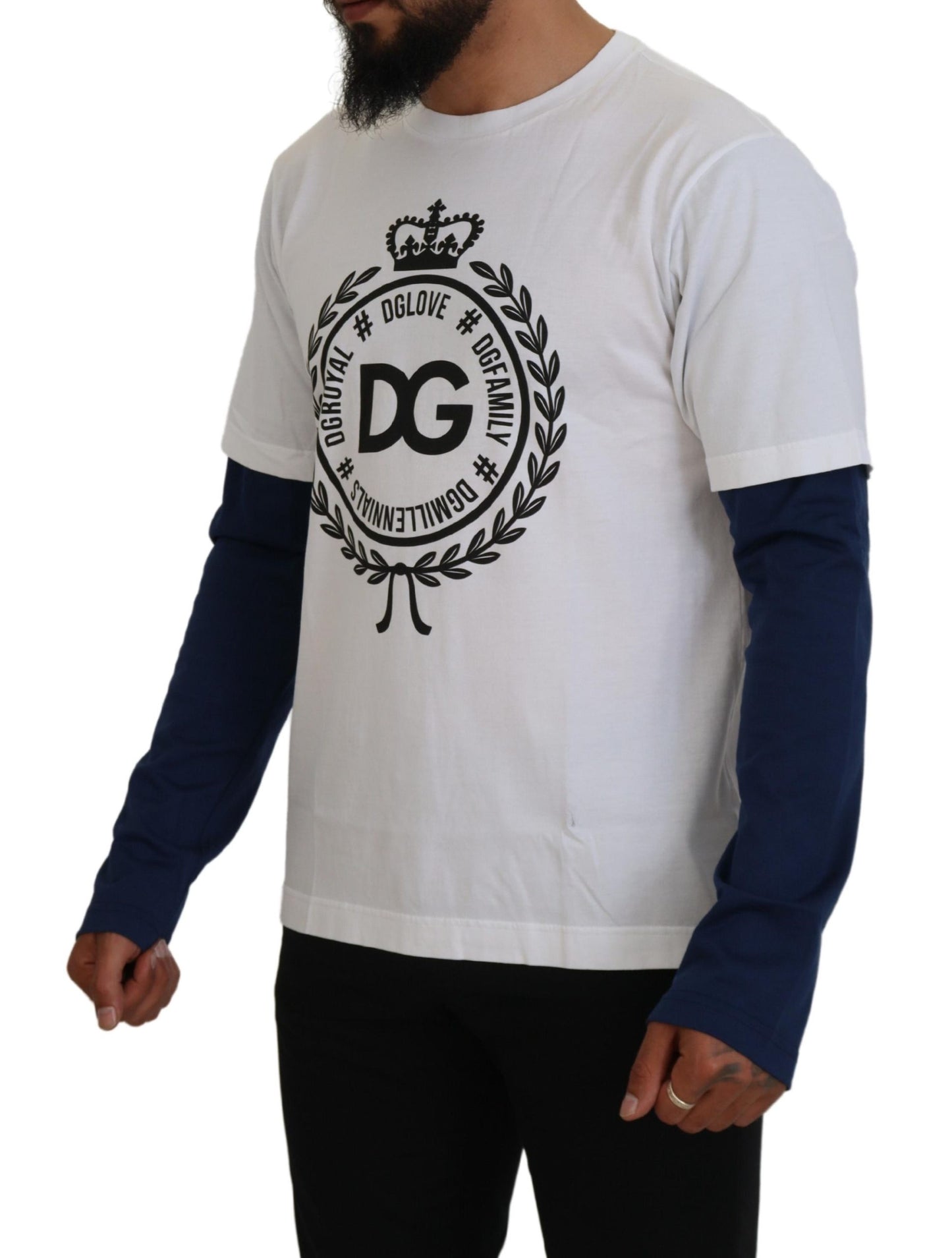 Dolce &amp; Gabbana Weiß Blau DG Crown Pullover Pullover