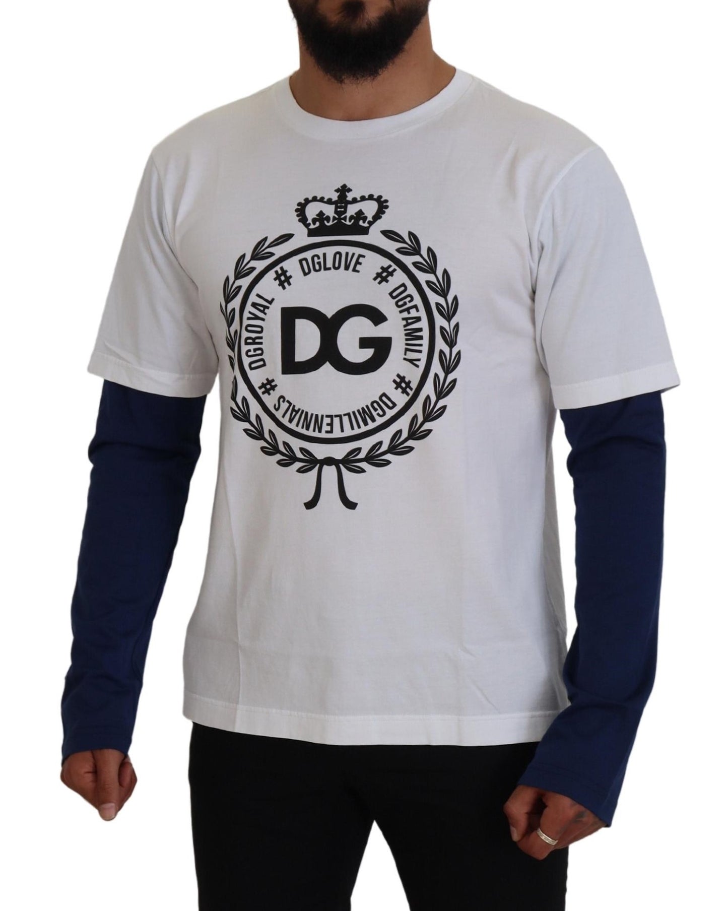 Dolce &amp; Gabbana Weiß Blau DG Crown Pullover Pullover