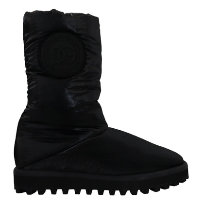 Dolce &amp; Gabbana – Schwarze, gepolsterte Winterschuhe mit Wadenmitte