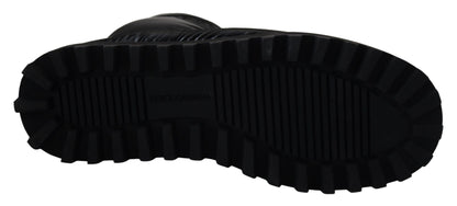 Dolce &amp; Gabbana – Schwarze, gepolsterte Winterschuhe mit Wadenmitte