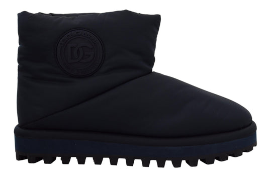 Dolce &amp; Gabbana – Blaue Nylonstiefel, gepolsterte Wadenschuhe