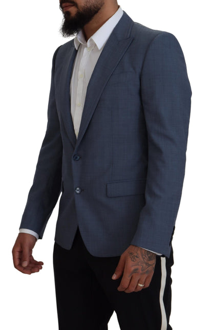 Dolce &amp; Gabbana – Blauer Slim Fit-Blazer aus Wollstretch