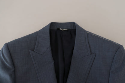 Dolce &amp; Gabbana – Blauer Slim Fit-Blazer aus Wollstretch