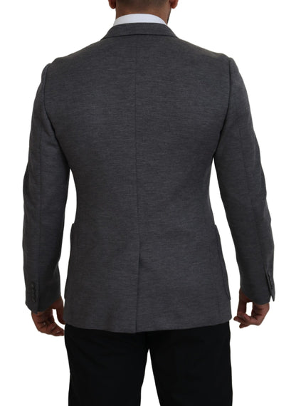 Dolce &amp; Gabbana – Slim Fit-Jackenblazer aus grauem Wollstretch