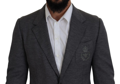 Dolce &amp; Gabbana – Slim Fit-Jackenblazer aus grauem Wollstretch
