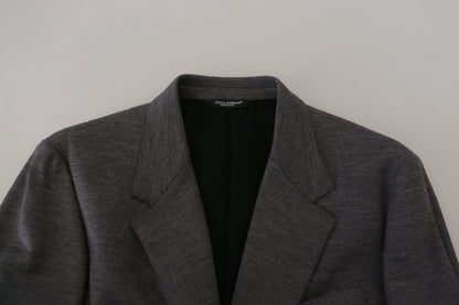 Dolce &amp; Gabbana – Slim Fit-Jackenblazer aus grauem Wollstretch