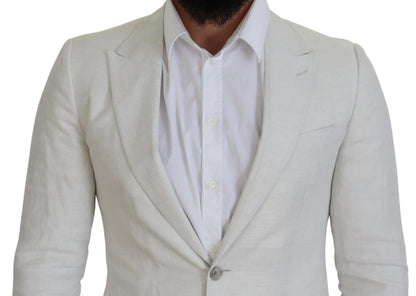 Dolce &amp; Gabbana – Slim Fit-Blazer aus weißem Leinen