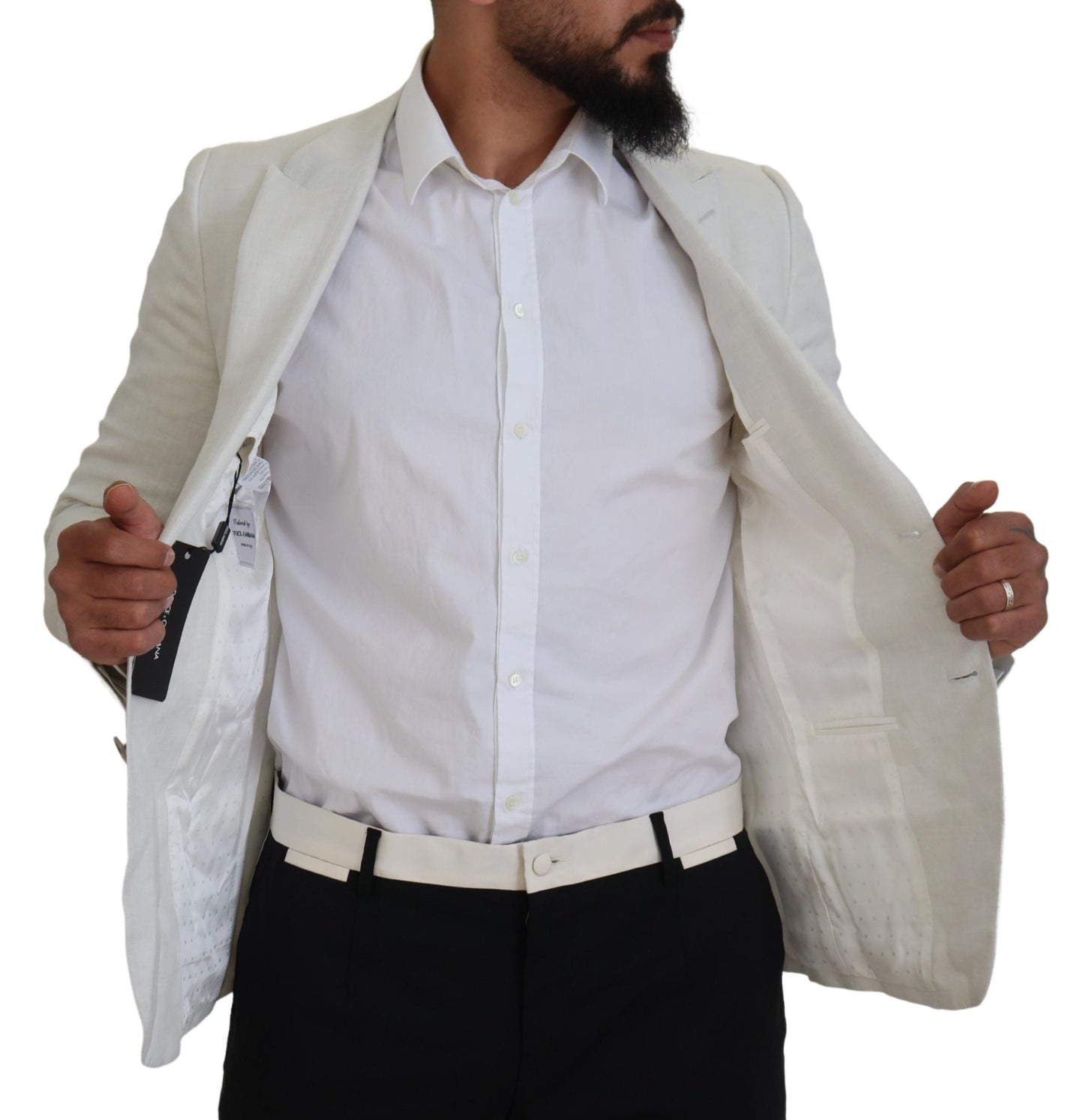 Dolce &amp; Gabbana – Slim Fit-Blazer aus weißem Leinen