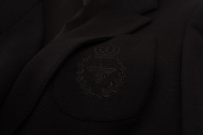 Dolce &amp; Gabbana – Schwarzer Blazer mit schmaler Passform aus Wolle mit Krone