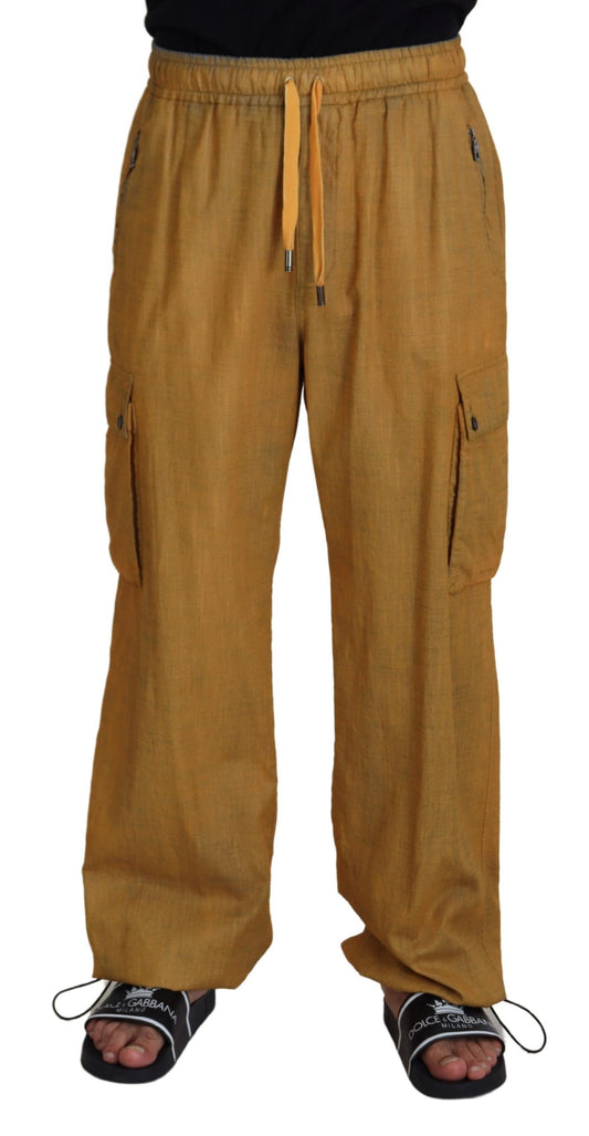Dolce &amp; Gabbana – Braune Cargohose aus Leinen mit Kordelzug