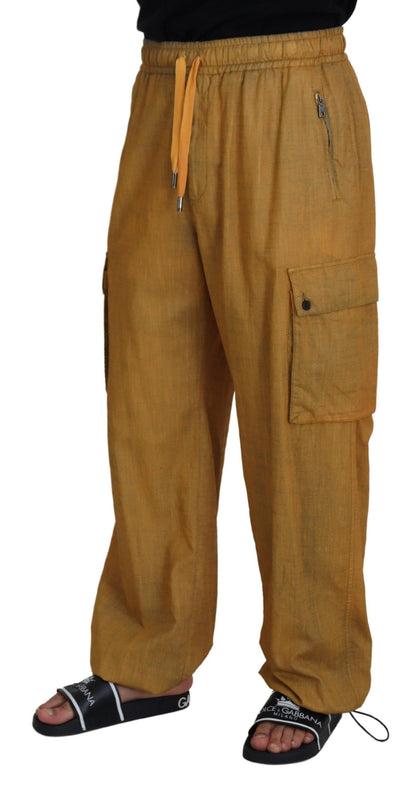 Dolce &amp; Gabbana – Braune Cargohose aus Leinen mit Kordelzug