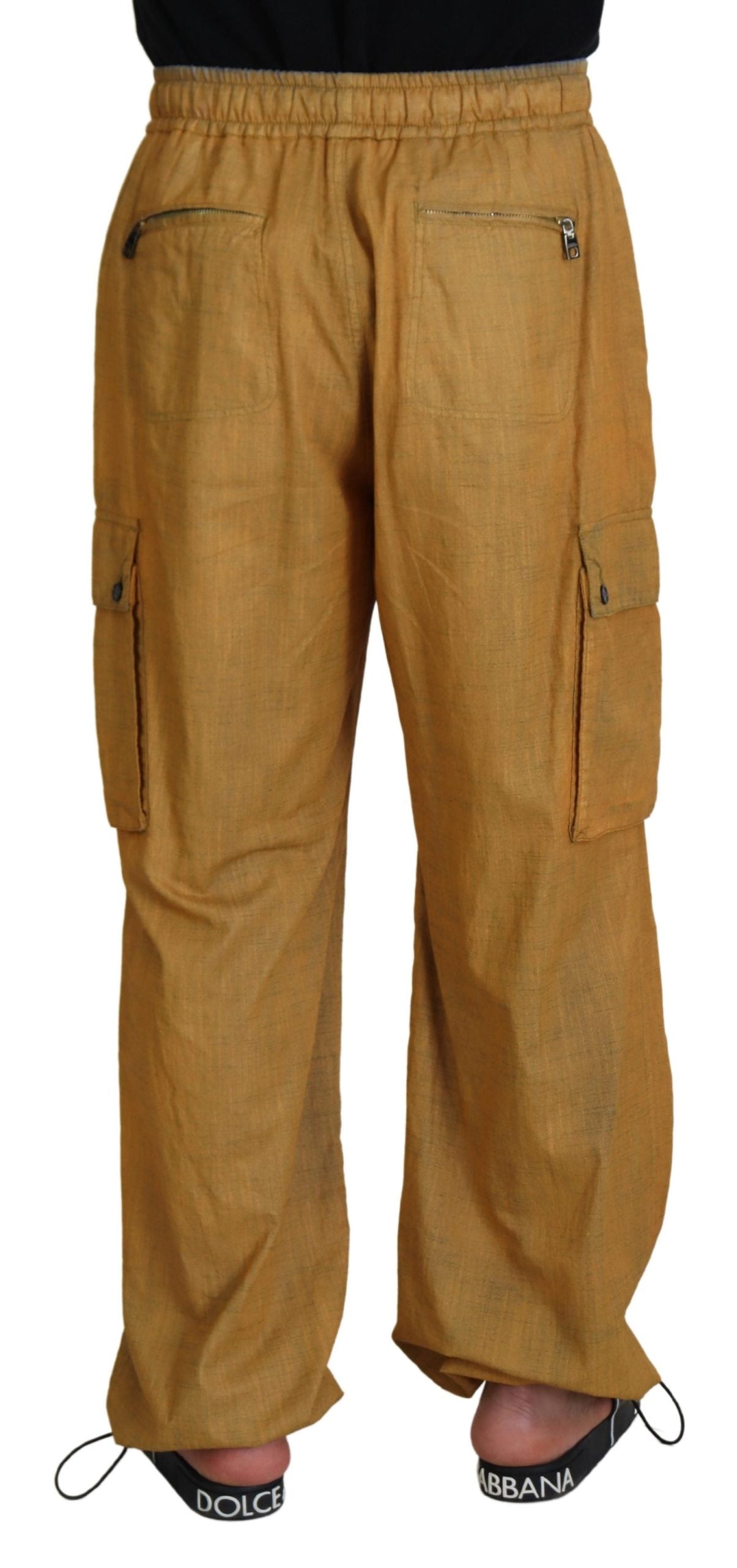 Dolce &amp; Gabbana – Braune Cargohose aus Leinen mit Kordelzug