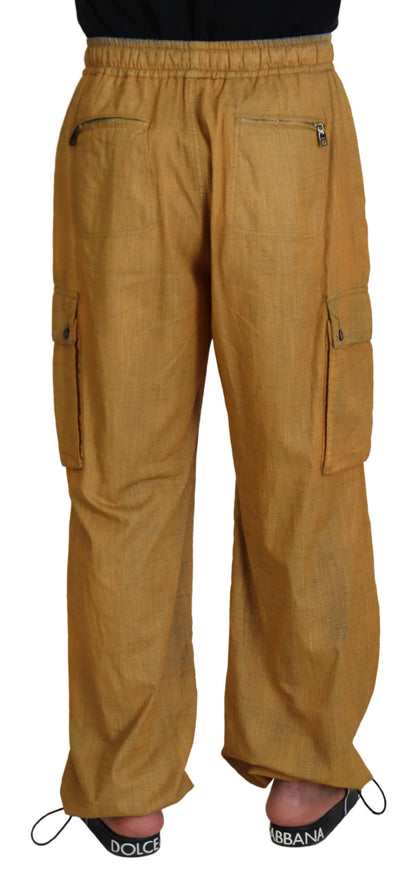Dolce &amp; Gabbana – Braune Cargohose aus Leinen mit Kordelzug