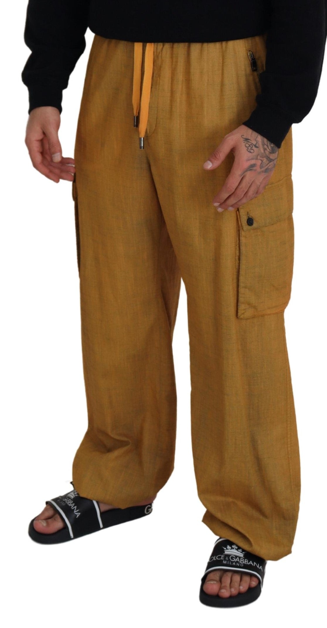 Dolce &amp; Gabbana – Braune Cargohose aus Leinen mit Kordelzug