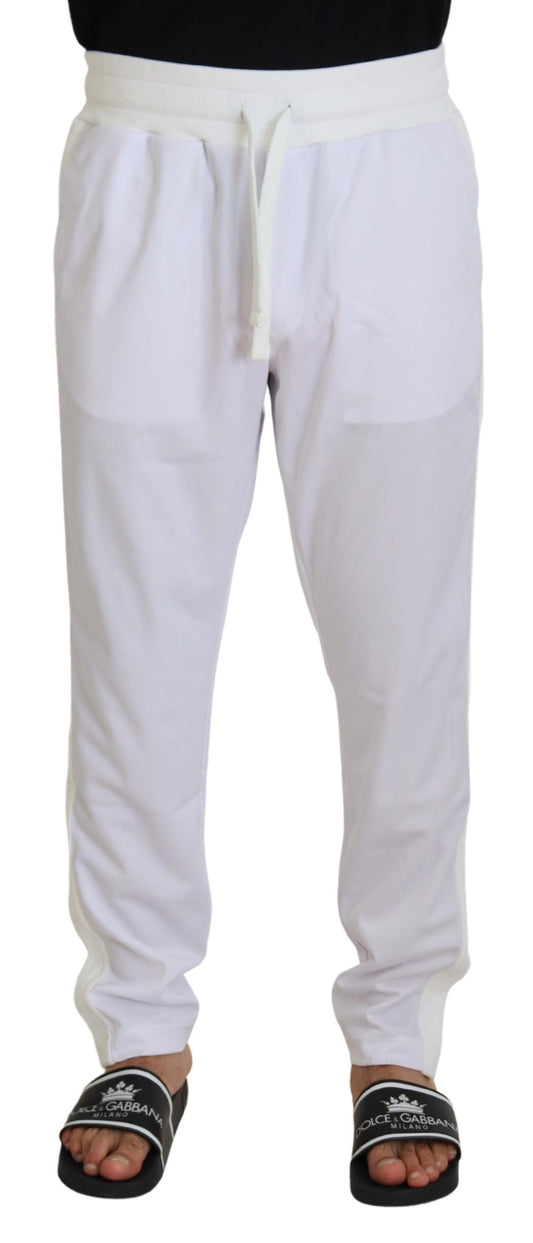 Dolce &amp; Gabbana – Weiße Jogginghose aus Polyester mit Kronenlogo