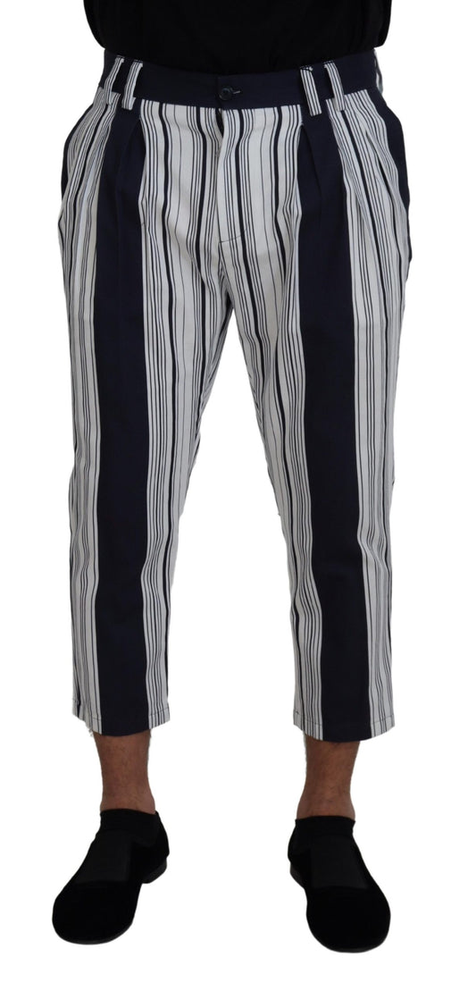 Dolce &amp; Gabbana – Weiße, gestreifte Cropped-Hose aus Baumwolle