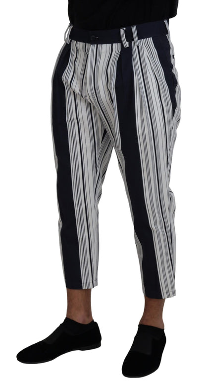 Dolce &amp; Gabbana – Weiße, gestreifte Cropped-Hose aus Baumwolle