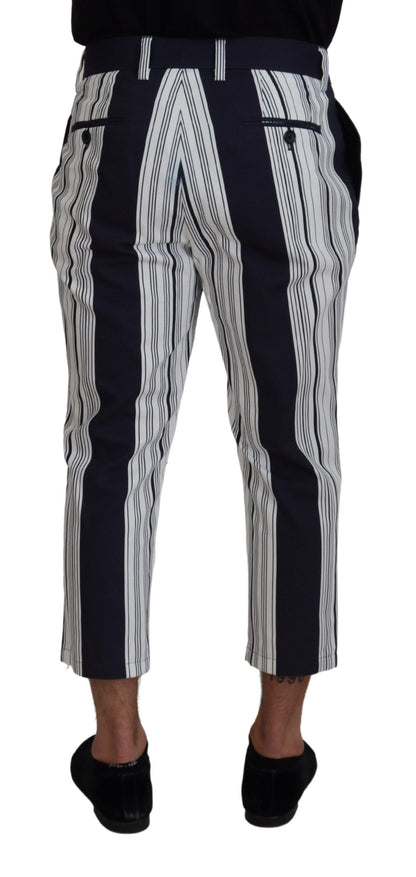Dolce &amp; Gabbana – Weiße, gestreifte Cropped-Hose aus Baumwolle