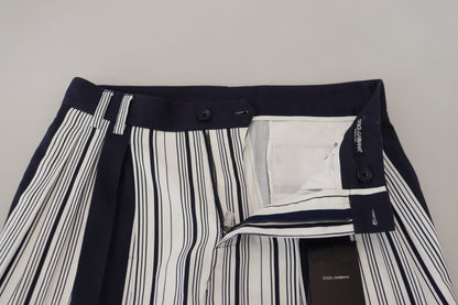 Dolce &amp; Gabbana – Weiße, gestreifte Cropped-Hose aus Baumwolle