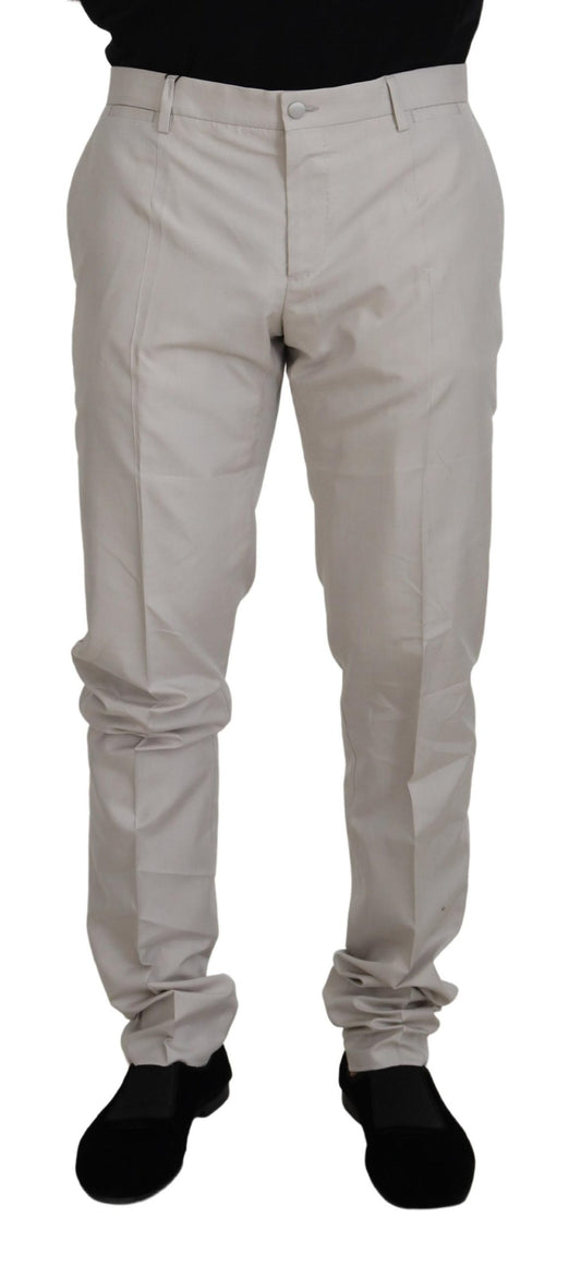 Dolce &amp; Gabbana – Chinohose aus Seide mit mittlerer Taille in Off-White