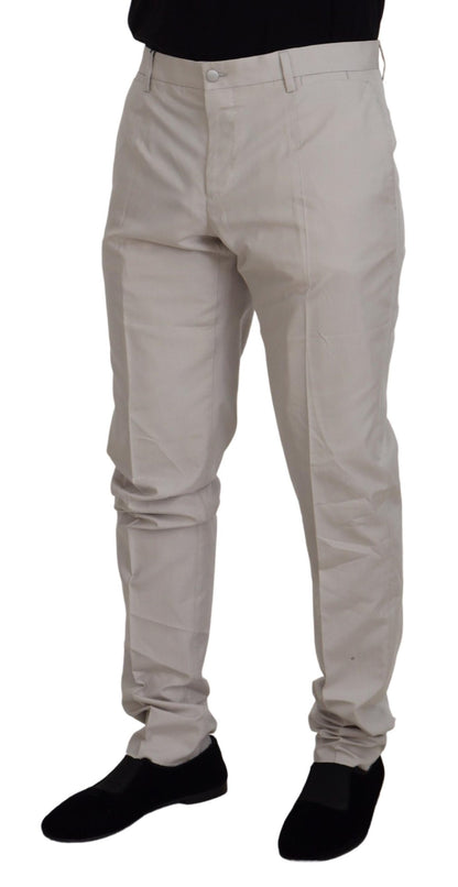 Dolce &amp; Gabbana – Chinohose aus Seide mit mittlerer Taille in Off-White