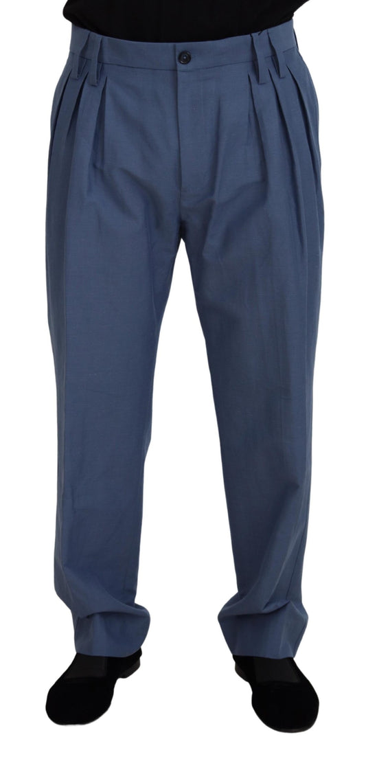 Dolce &amp; Gabbana – Blaue Chinohose aus Leinen für Herren