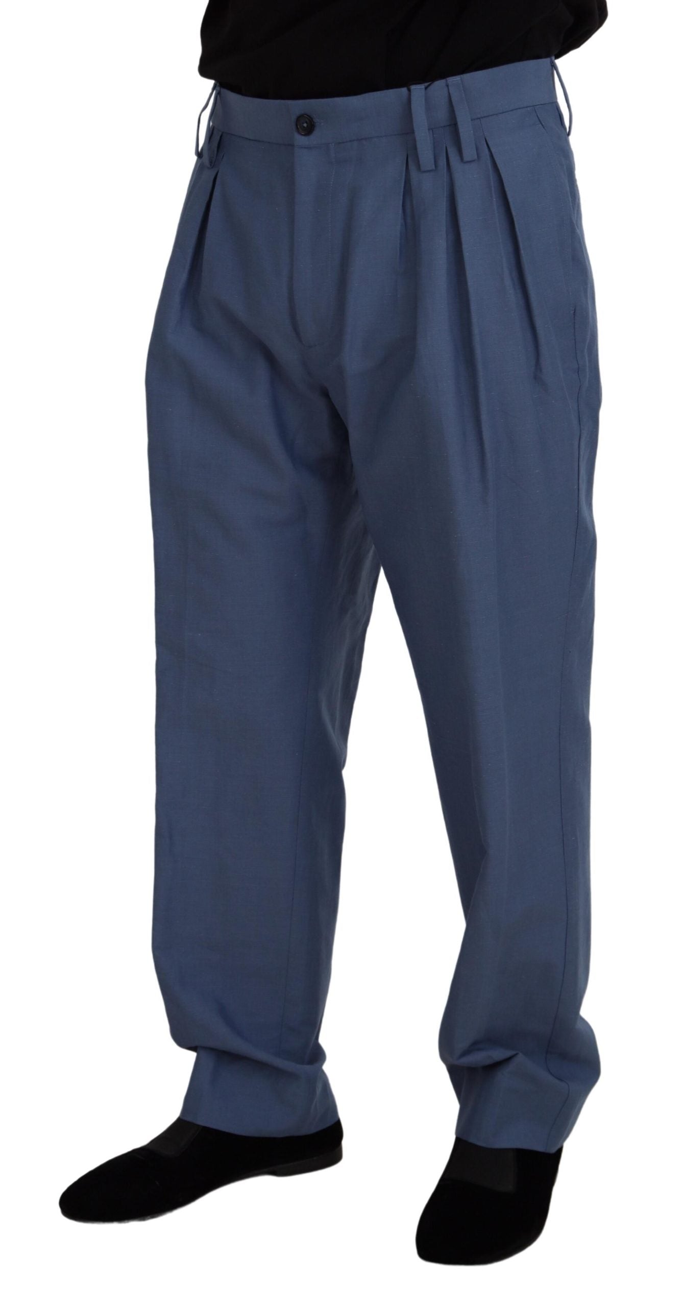 Dolce &amp; Gabbana – Blaue Chinohose aus Leinen für Herren