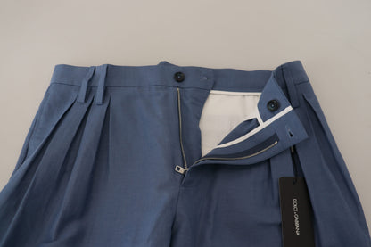 Dolce &amp; Gabbana – Blaue Chinohose aus Leinen für Herren