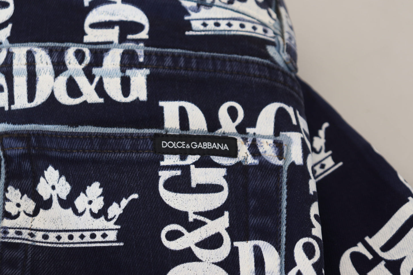 Dolce &amp; Gabbana – Blaue Skinny-Jeans aus Baumwolle mit Kronen-Print