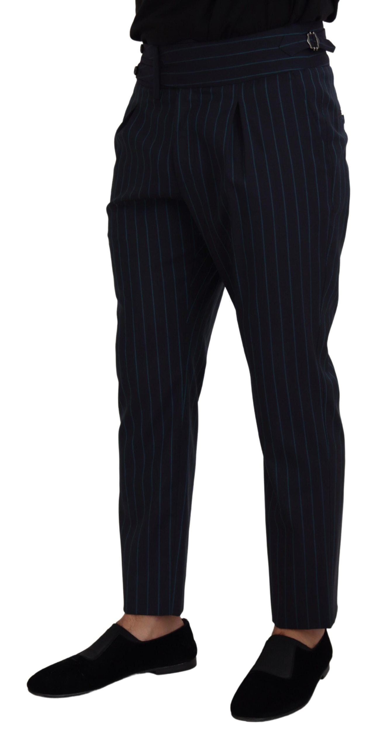Dolce &amp; Gabbana Blau gestreifte Herren-Anzughose