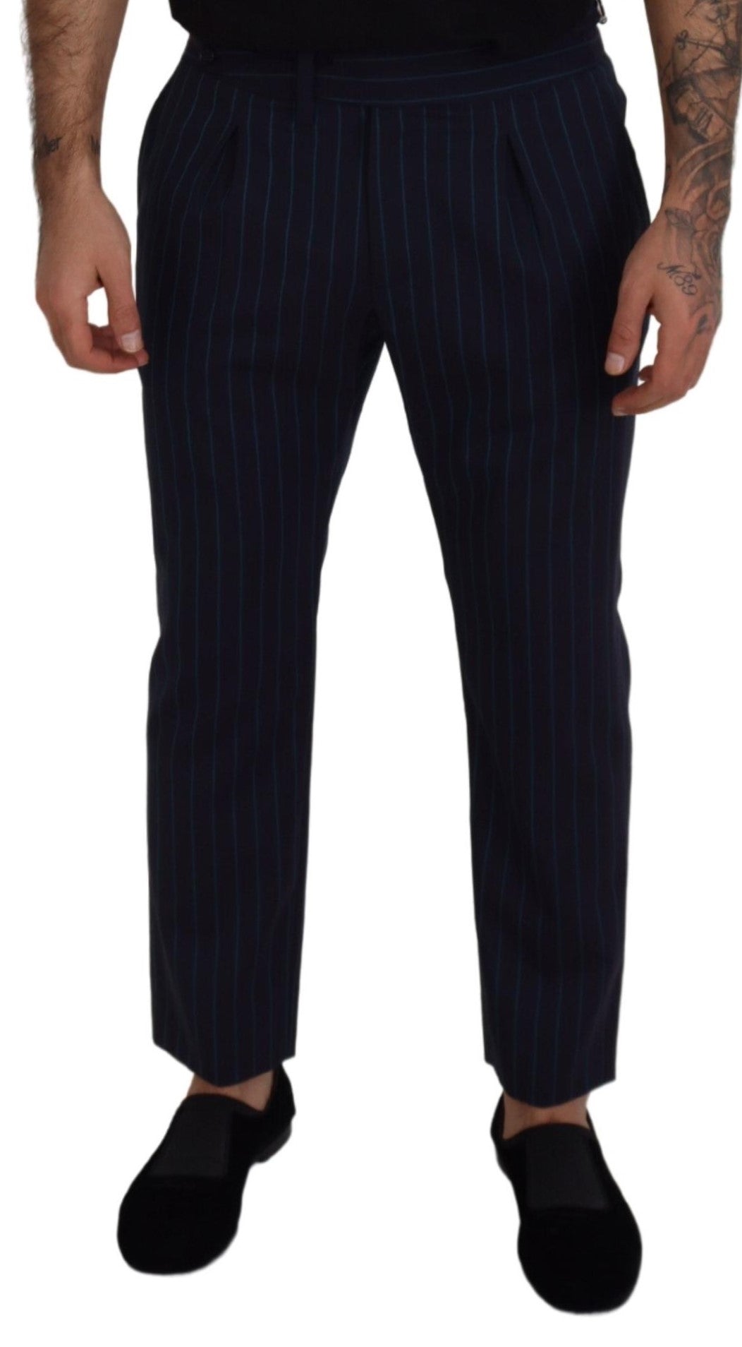 Dolce &amp; Gabbana Blau gestreifte Herren-Anzughose