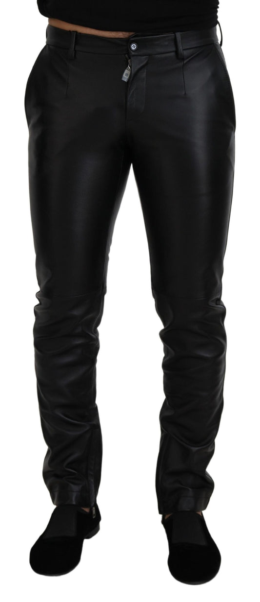 Dolce &amp; Gabbana – Schwarze, glänzende Skinny-Hose aus Stretch