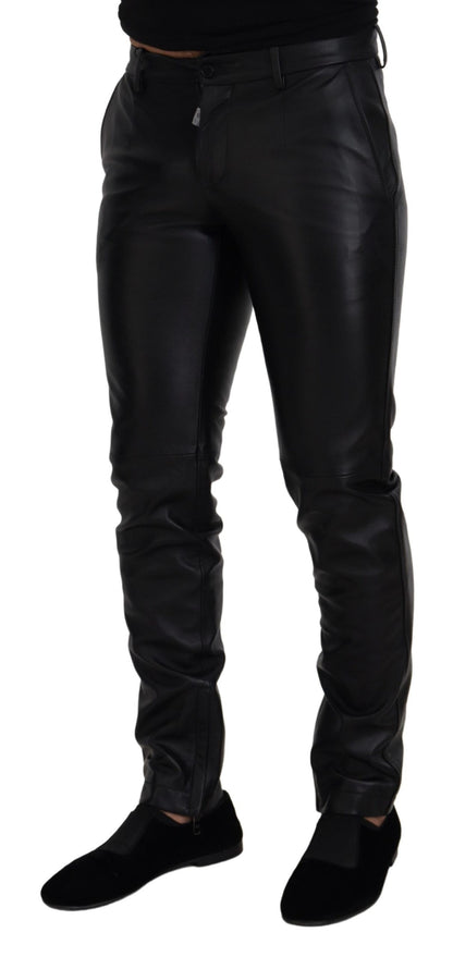 Dolce &amp; Gabbana – Schwarze, glänzende Skinny-Hose aus Stretch