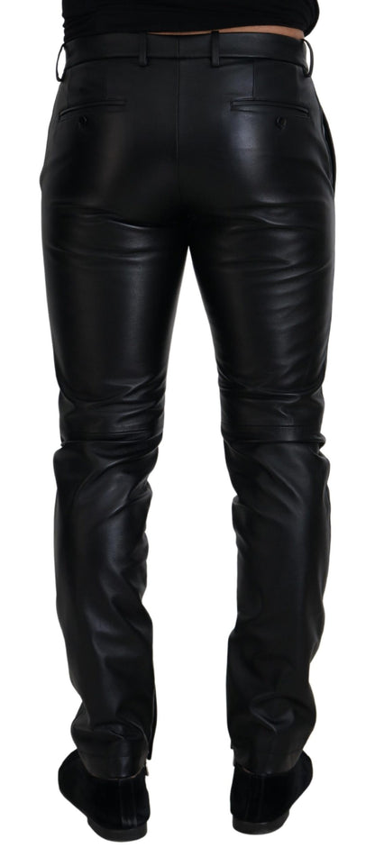 Dolce &amp; Gabbana – Schwarze, glänzende Skinny-Hose aus Stretch