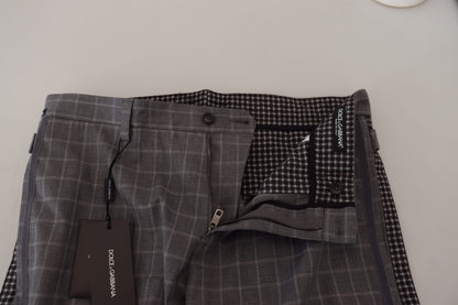 Dolce &amp; Gabbana – Grau karierte Chinohose aus Baumwolle