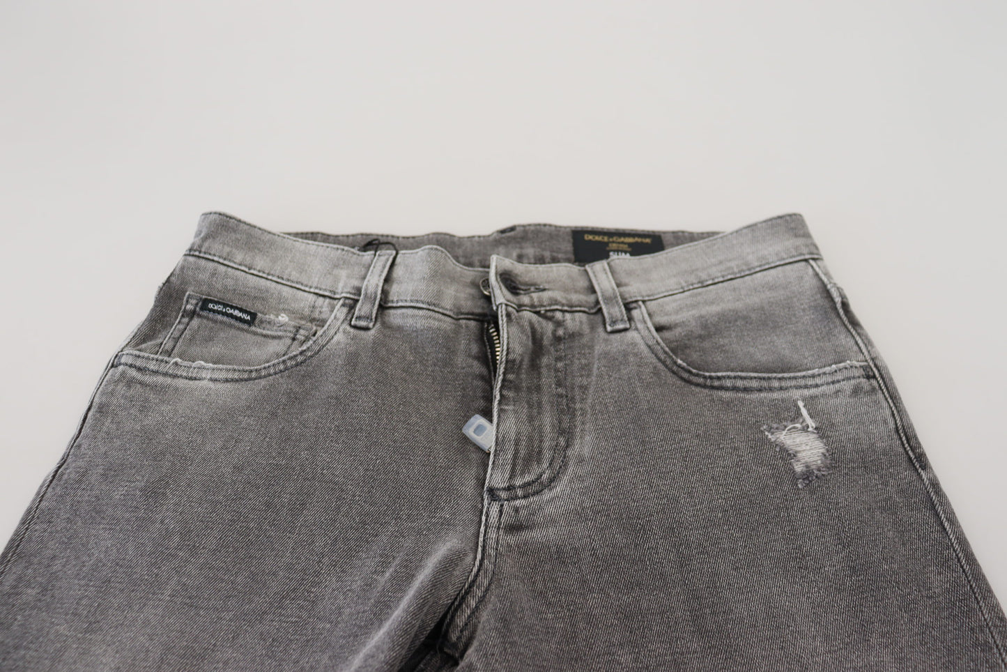 Dolce &amp; Gabbana – Graue Skinny-Jeans aus gewaschener Baumwolle