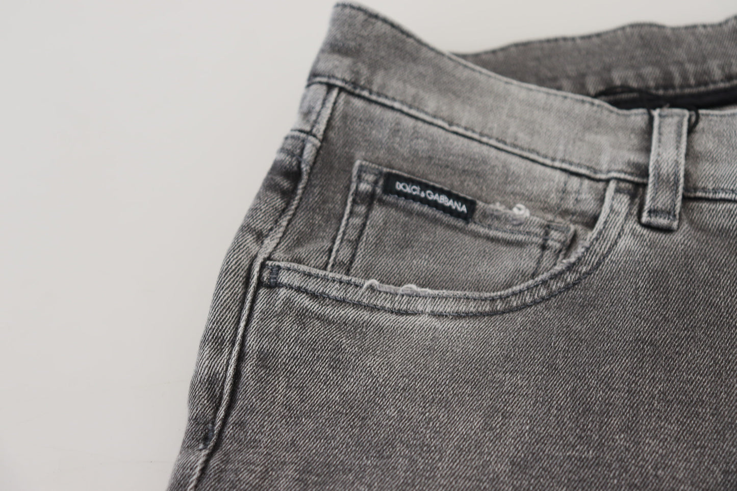 Dolce &amp; Gabbana – Graue Skinny-Jeans aus gewaschener Baumwolle