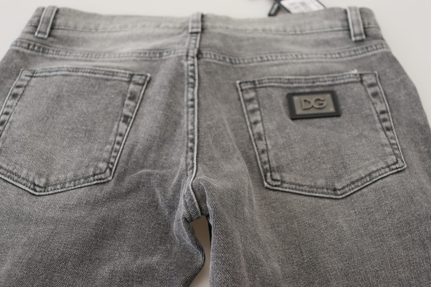 Dolce &amp; Gabbana – Graue Skinny-Jeans aus gewaschener Baumwolle