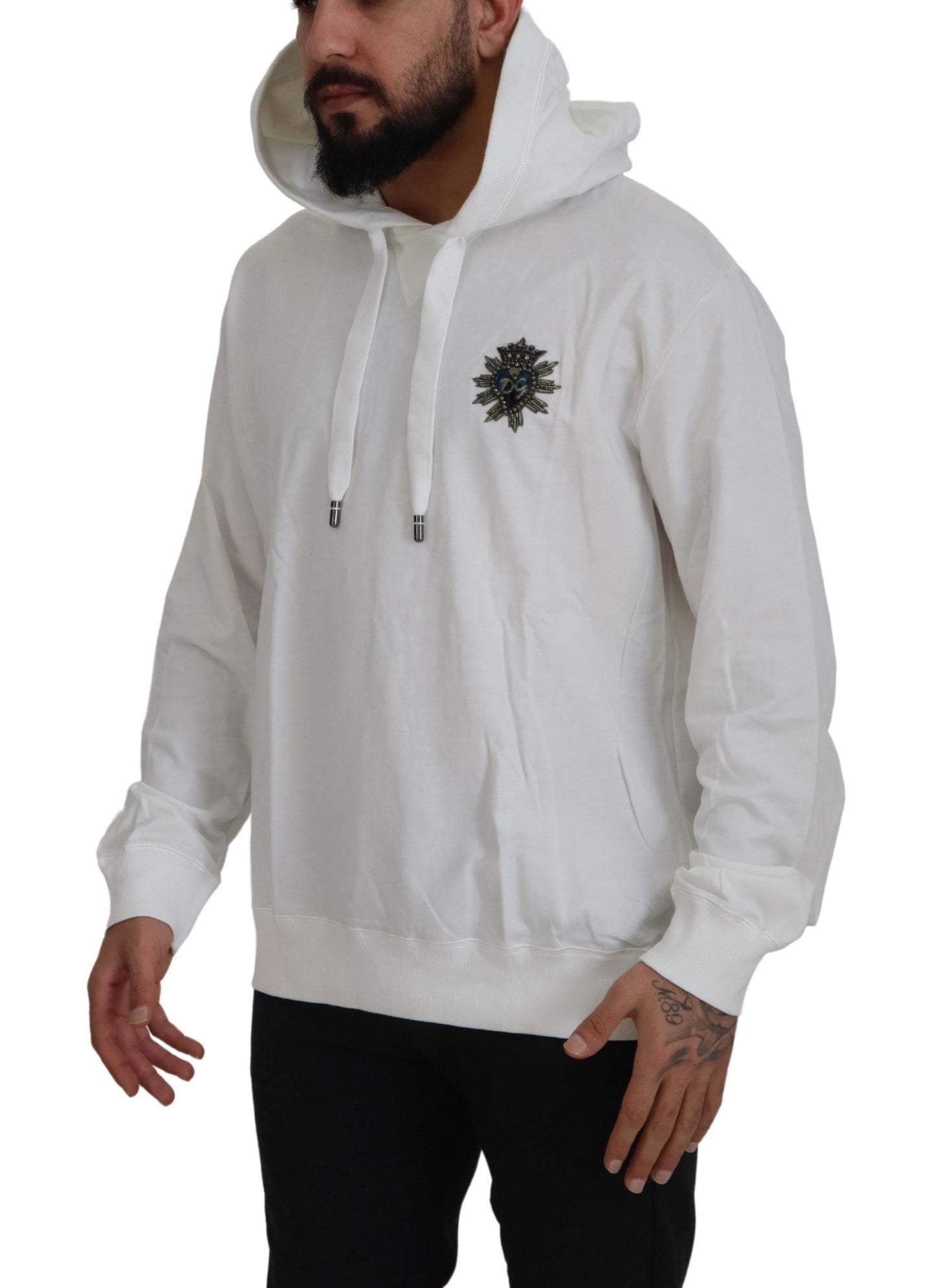 Dolce &amp; Gabbana – Weißes Sweatshirt aus Baumwolle mit Kapuze