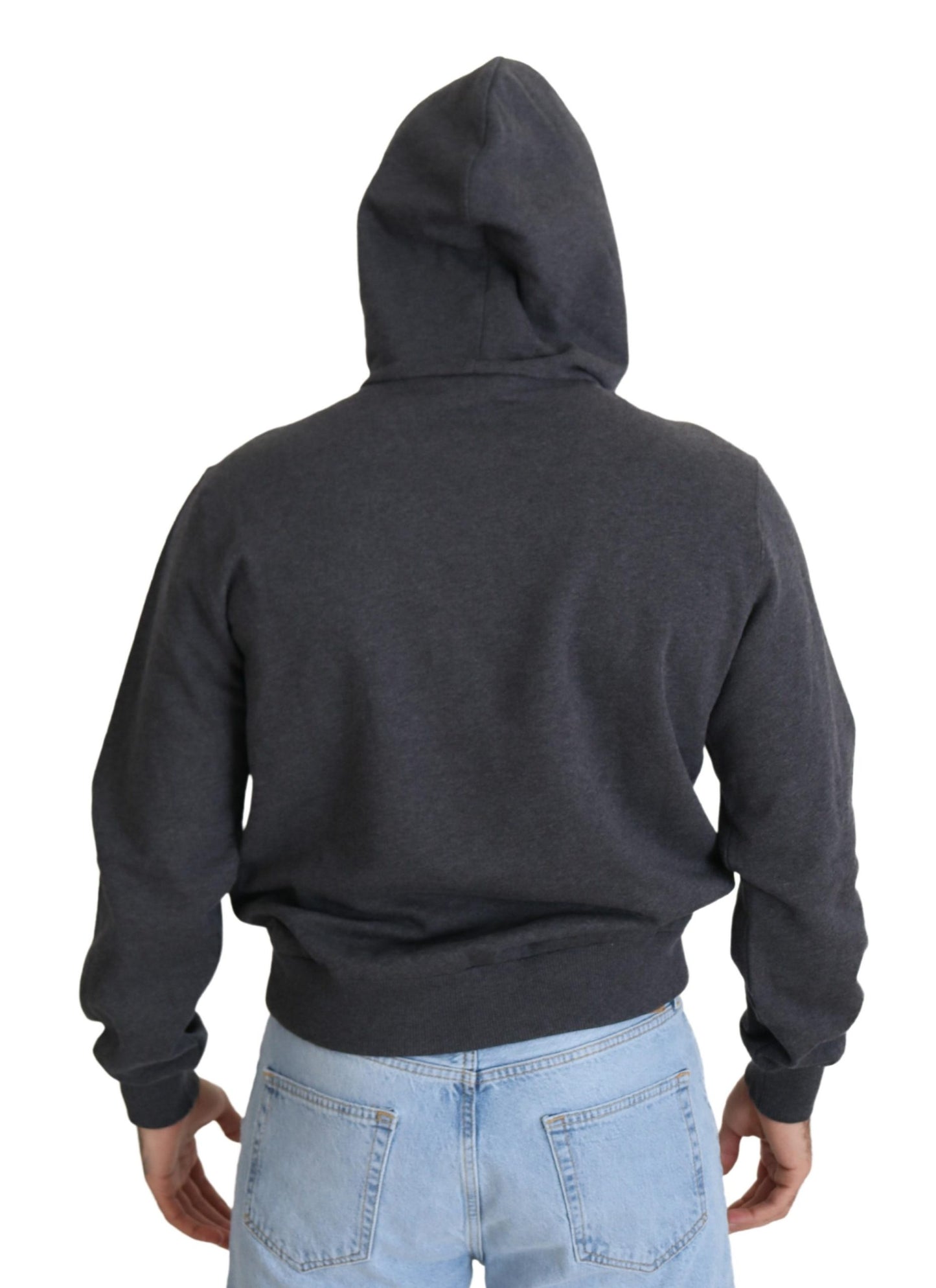 Dolce &amp; Gabbana Graues Logo-Sweatshirt aus Baumwolle mit Kapuze